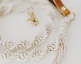 Neutral Macrame Dog Leash