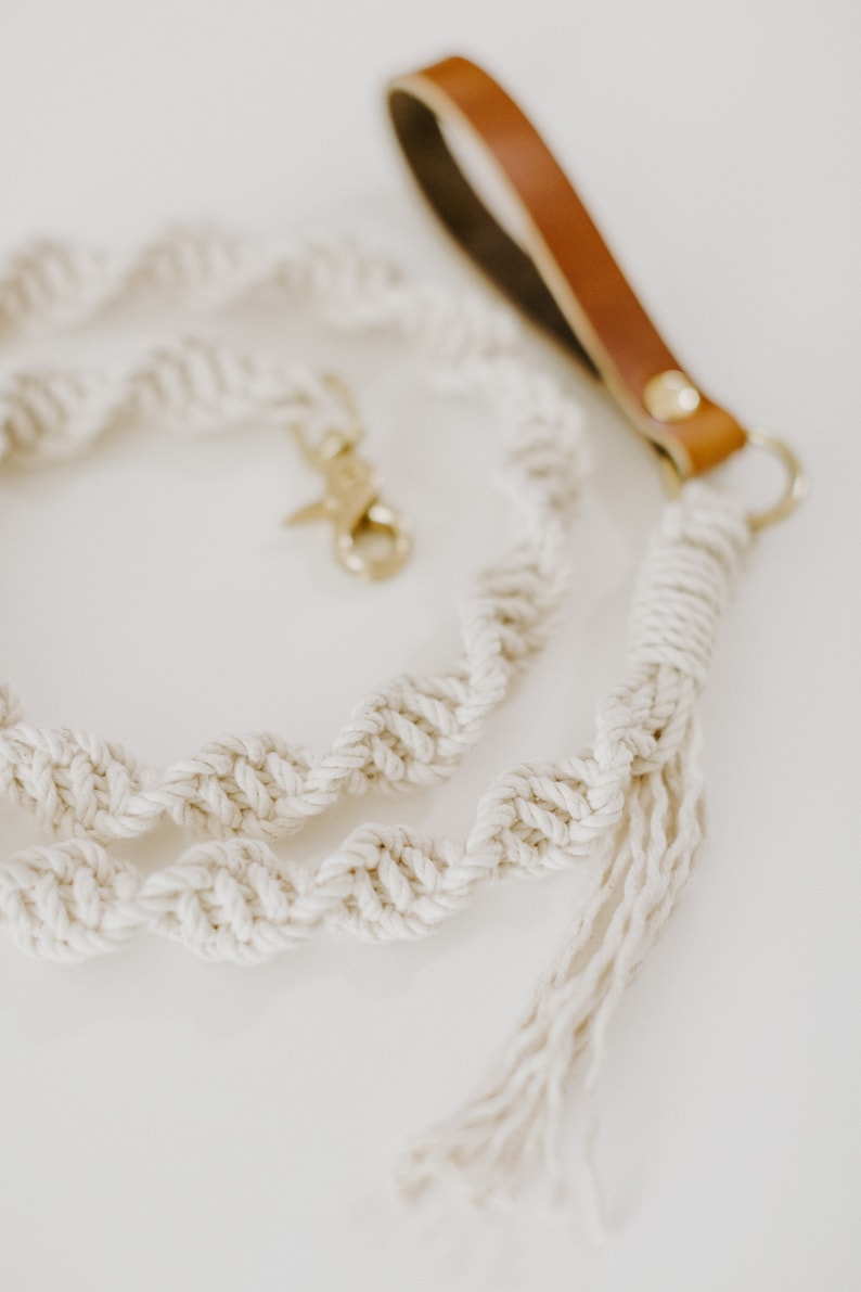 Neutral Macrame Dog Leash image 1