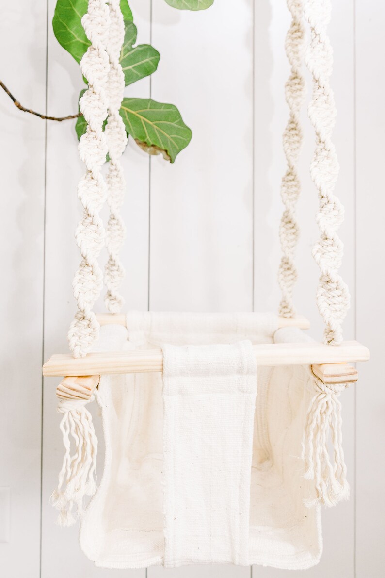 Macrame Children's Swing Modern Macrame Wood Swing | Etsy