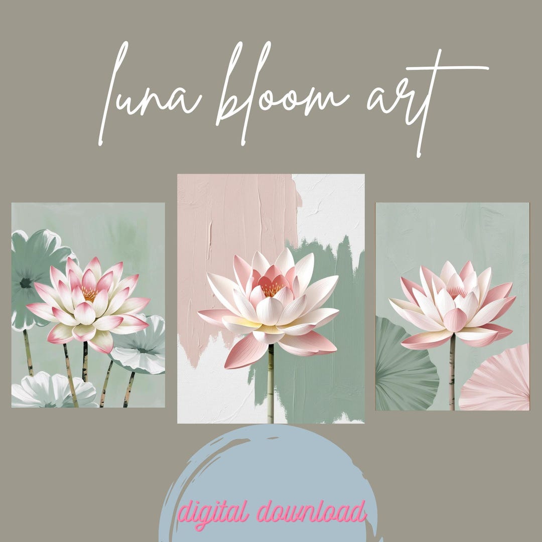 Lotus Flower Art Print Set – Zen Boho Decor (digital Download) - Etsy