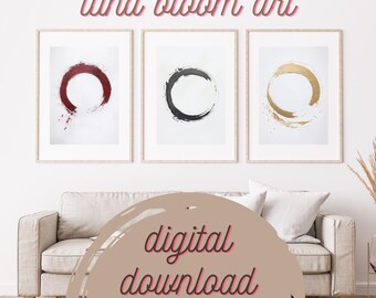 Zen Kreis Kunstdruck - Minimalistisches Enso, Japandi Dekor (Digitaler Download)