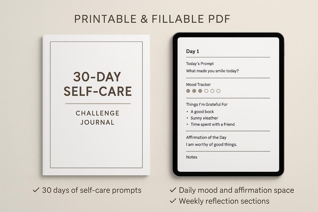 30 Days Self Care Challenge Journal - Etsy