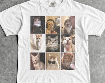 T-shirt kattenmemes - heren- en damesuniseks grafisch T-shirt - vintage 2016 stom shirt - grappige katten T-shirt - raar losgeslagen vervloekte shirts