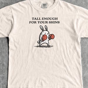 T-shirt lang genoeg voor je scheenbenen - grafisch T-shirt unisex mannen en vrouwen - grappig kort konijnenshirt - Bunny Meme Tee - losgeslagen shirt