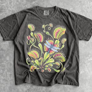 Camiseta Venus Flytrap - Camiseta gráfica unisex para hombre y mujer - Camiseta botánica vintage - Camiseta cottagecore - Camiseta retro para amantes de las plantas