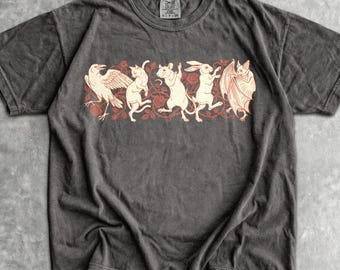 Dancing Animals T-Shirt - Men & Women's Unisex Graphic Tee - Bat - Rat - Crow - Cat - Weirdcore Tee - Whimsigoth Shirt - Funny Gothic Shirt