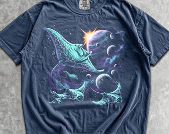 90s Manta Rays Space T-Shirt - Men & Women's Unisex Graphic Tee - Vintage Stingray Shirt - Magical Fantasy Shirt - Marine Biology Shirt