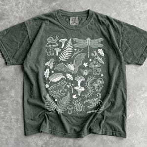 Woodland Insects T-Shirt - Men & Women's Unisex Graphic Tee - Vintage Cottagecore Top - Dark Academia Animals Shirt - Goblincore Aesthetic