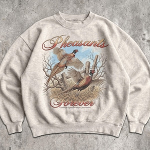 90s Pheasant Birds Sweatshirt - Unisex Men & Women Graphic Sweater - Vintage Nostalgia Crewneck - Farm Life Heritage Crewneck - Country Top