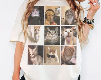 Kattmemes T-shirt - Herr & Dam Unisex Grafisk T-shirt - Vintage 2016 Dum T-shirt - Roliga Katter T-shirt - Konstiga Unhinged Förbannade T-shirts
