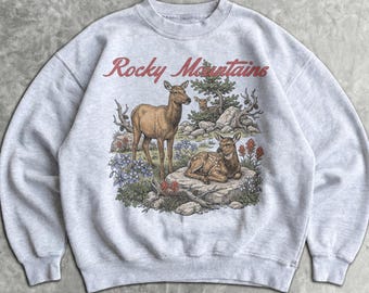 90s Rocky Mountains Sweatshirt - Unisex Men & Women's Graphic Sweater - Vintage Crewneck - Retro National Park Pullover - Nature Sweater