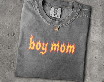 90s Boy Mom T-Shirt - Men & Women's Unisex Graphic Tee - Vintage Y2k Edgy Biker Shirt - Cool Mother Shirt - Cute Mama of Boys Shirt