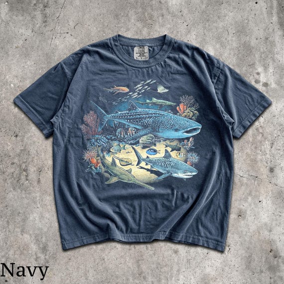 90s Sea Animals T-Shirt - Men & Women's Unisex Graphic Tee - Vintage Ocean Wildlife Tee - Retro Marine Biology Shirt - Nostalgia Fish Shirt