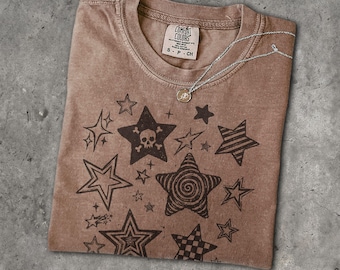 Grunge Stars T-Shirt - Men & Women's Unisex Graphic Tee - Vintage Y2K Streetwear - Whimsigoth Stars Shirt - Emo Edgy Tee - Boho Gifts