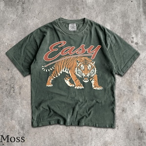 90s Easy Tiger T-Shirt - Men & Women's Unisex Graphic Tee - Vintage Tiger Shirt - Retro Boho Top - Distressed Indie Shirt Moss