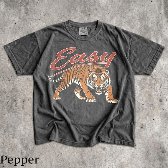 90s Easy Tiger T-Shirt - Men & Women's Unisex Graphic Tee - Vintage Tiger Shirt - Retro Boho Top - Distressed  Indie Shirt