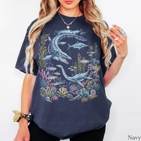 90s Ocean Dinosaurs T-Shirt - Men & Women's Unisex Graphic Tee - Vintage Jurassic Shirt - Sea Dinos Wildlife Shirt - Retro Aquatic Shirt