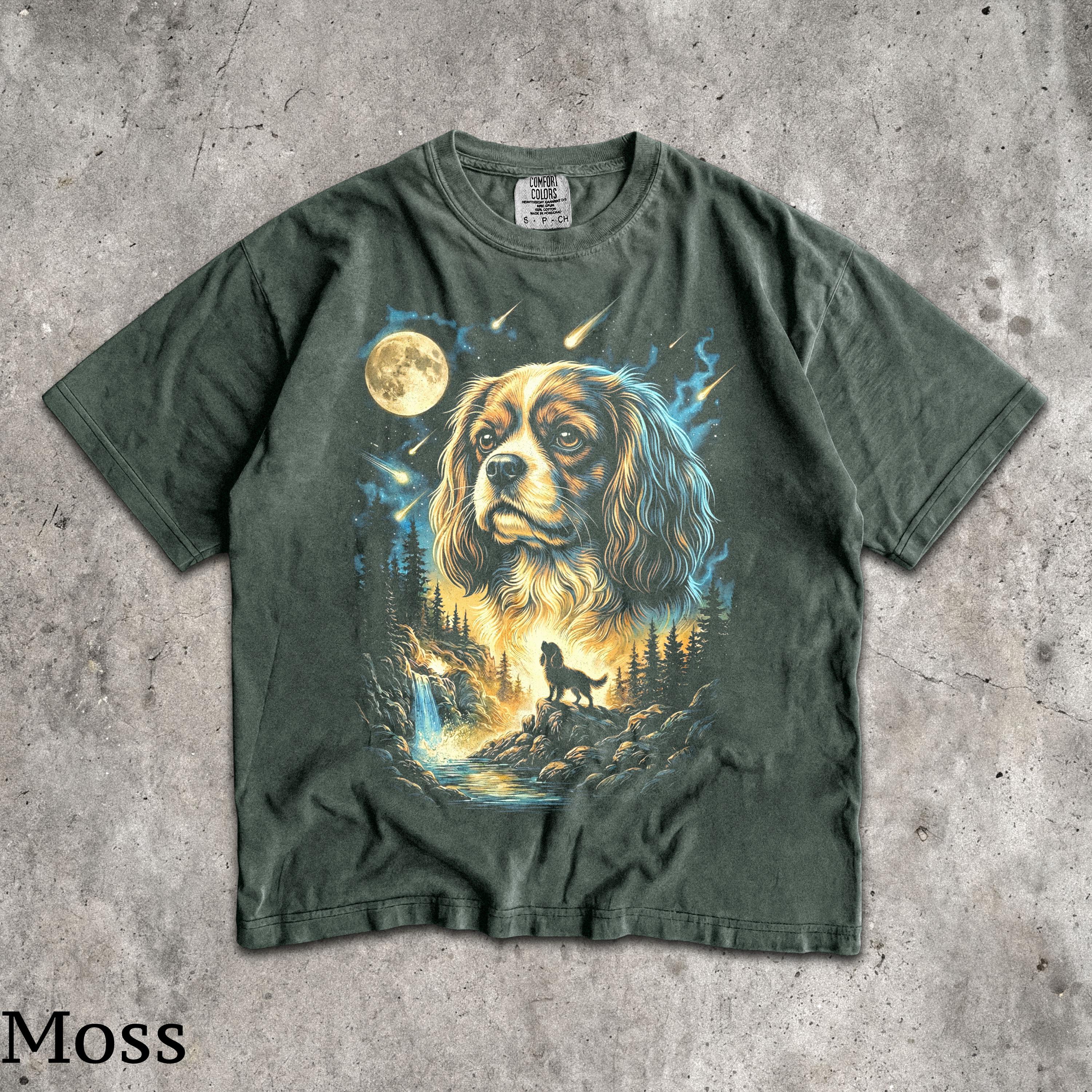 Cavalier King Charles Spaniel Howling Moon T-shirt - Men & Women's ...