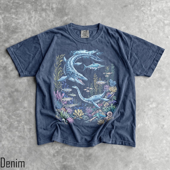 90s Ocean Dinosaurs T-Shirt - Men & Women's Unisex Graphic Tee - Vintage Jurassic Shirt - Sea Dinos Wildlife Shirt - Retro Aquatic Shirt