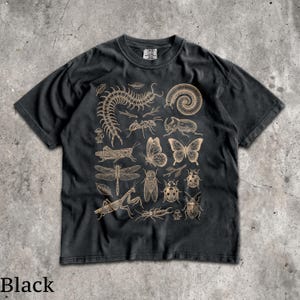 90s Bugs T-Shirt - Men & Women's Unisex Graphic Tee - Vintage Insect Tee - Centipede - Ant - Mantis - Tattoo Style Tee - Entomology Shirt Black