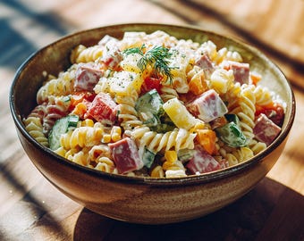 LA MEJOR RECETA para la Mejor Ensalada para Fiestas / Ensalada Cremosa de Piña y Jamón / Receta de Ensalada de Pasta Colorida / Menú Festivo / Libro Electrónico / Descarga