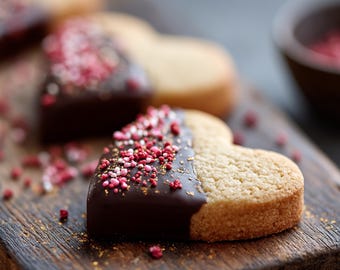 BEST RECIPE for Chocolate-Dipped Heart Shortbread Cookies | Valentine’s Baking | Romantic Dessert | Ebook | Download