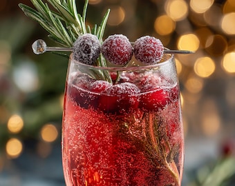 BEST RECIPE for Sparkling Cranberry Rosemary Cocktail | Festive Holiday Drink | Ebook | Download