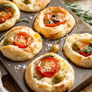 Best Recipe for Focaccia Muffins | Italian Focaccia Muffins Recipe | Savory Baking | Easy Baking | Rosemary Olive Muffins | Ebook | Download