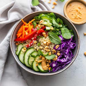 BEST RECIPE for Thai Quinoa Salad Recipe | Vegetarian Quinoa Salad | Salad with Peanut Dressing | Easy Lunch | Ebook | Download