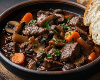 MEILLEURE RECETTE de boeuf bourguignon | Ragoût français classique | Recette réconfortante française copieuse | Ragoût français rustique | Ebook | Télécharger