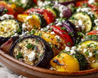 La mejor receta de verduras griegas en una sola sartén / Guarnición mediterránea fácil / Ebook / Descarga