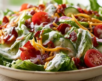 Best Recipe for Bacon Ranch Salad | Quick Dinner Idea | Summer Salad | Easy Family Side Dish | Ebook | Download