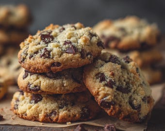 Best Recipe for Chocolate Chip Crumble Cookies | Soft Buttery Homemade Cookie | Classic Dessert | Ebook | Download