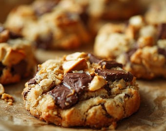 Best Recipe for Snickers-Style Crumble Cookies | Chocolate Caramel Peanut Cookie | Soft & Chewy Dessert | Ebook | Download