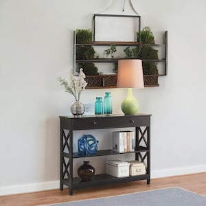 Drawer console table with storage shelf – modern farmhouse sofa table for entryway, living room, or dining area