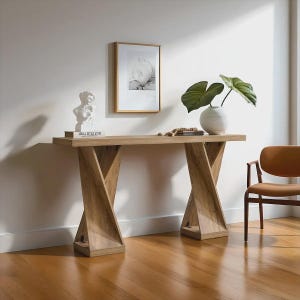 Brown Wooden Console Table – Slim Entryway Table for Modern Hallway and Living Room