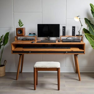 Handcrafted Solid Wood Studio Desk – Ideal for Electric Piano, Music Production, Mixing & Composition