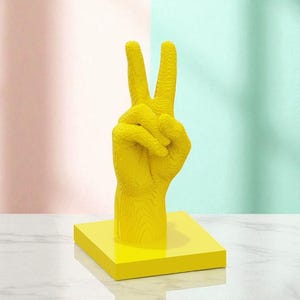 Victory Hand Sculpture STL | Peace Sign Decor | 3D Printable Modern Hand Statue | Bold Desk Accent | Empowering Home Art Piece
