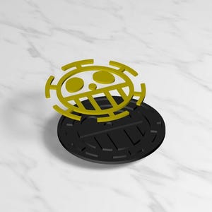 Trafalgar Law Coaster STL – anime Inspired Cup Coaster | 3D Printable Anime Drink Mat for Fans, Table Decor, Gift for Otaku