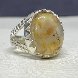 Handmade Sterling Silver Yemeni Agate Ring: Mens Aqeeq Jewelry