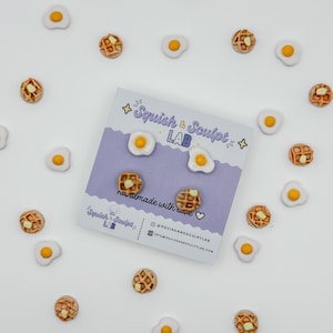 Pendientes de gofre y huevo de arcilla polimérica: Joyas de comida kawaii