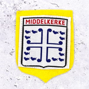 Vintage Middelkerke-märke • Belgien Belgisk stadssouvenir • Filtmärke att sy på