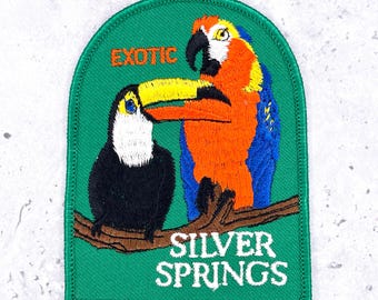 Vintage Silver Springs Exotic Birds Patch • Florida Tourist Attraction • Iron-On