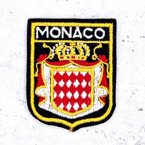 Vintage Monaco Patch • Royal Coat of Arms French Riviera Souvenir • Sew-On