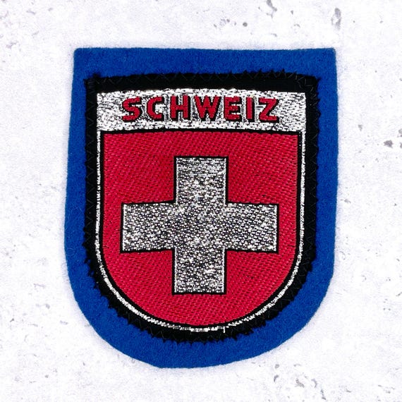 Vintage Schweiz Patch • Switzerland Swiss Cross Flag Travel Souvenir • Sew-On