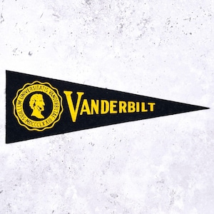 Vintage Vanderbilt Mini Pennant • 60s Felt Commodores University Dorm Decor • 3.5" x 9.5"