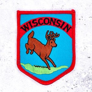Vintage Wisconsin Patch • Deer State Travel Souvenir • Sew-On NOS