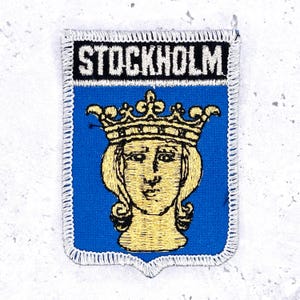 Vintage Stockholm Patch • Sweden Saint Erik Coat of Arms Souvenir • Sew-On NOS