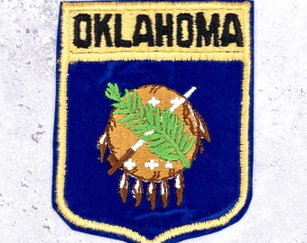 Vintage Oklahoma Patch • State Flag Travel Souvenir • Iron-On Badge