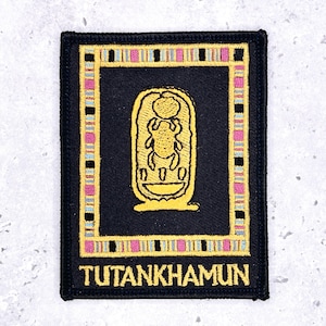 Tutankhamun Museum Exhibit Patch • King Tut Egyptian Scarab Design • Iron-On